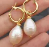 Dangle Earrings Noble Jewelry Huge 13x11MM Pink BAROQUE PEARL EARRING 14K/20 YELLOW GOLD Hook