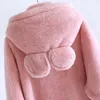 Women's Sleepwear Sweet Hooded Women Velvet Bathrobe Winter Coral Fleece Thickened Nightgown Thermal Cartoon Cute Homewear Large Pajamas