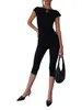 Women's Pants Capri Jumpsuits For Women Short Sleeve Round Neck Backless Bodycon Rompers Workout Yoga Biker Bodysuit