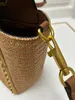 Europese en Amerikaanse luxe mode-klinknagel boodschappentas Tote tas gemaakt van natuurlijk raffia stro handtas Echt leer veelzijdige schoudertas luxe crossbody tas