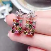 Серьги FS Natural Tourmaline/Citrine/Garnet Square S925 Серебряное серебряное серебряное шарм