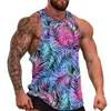 Herren-Tanktops, tropische Palmen-Oberteile, schwarz-weißes Workout-Oversize-Sommer-Trendy-Custom-Sleeveless-Shirts für Herren