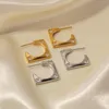 Boucles d'oreilles pendantes légères pour femme, cerceau PVD plaqué or 16 carats en acier inoxydable géométrique doux non irritant, bijoux minimalistes, cadeau