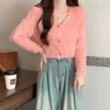 Tricots pour femmes Femmes Chic Fluffy Cardigan tricoté Tops Automne Hiver Pull Veste courte Y2k Vêtements Rose
