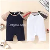 Rompers Baby Pure Cotton Crewneck Born Romper Boys Girls Designer Summer Luxury Short-Sleeved Sleeve Jumpsuit Clothes Drop Delivery DHKB5