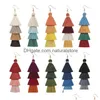 Dangle żyrandol Bohemian moda kolczyki mody ręcznie robione długie frędzlowe ucho 4 warstwy projektanty kobiety 10 kolorów hurtowy kolczyk dhkur dhkur