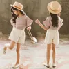 Kleidung Sets Teen Mädchen Sommer Mode Koreanischen Stil Top Und Shorts Kleine Prinzessin Anzug 4 5 6 7 8 9 10 11 12 Jahre Kinder Kleidung