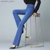 Kvinnors jeans blossade jeans för kvinnor 2023 Stretch Denim Classic Pants High midja Flare Jeans Spring Autumn Trousers Ladies Jean Korean Fashion Q230901