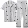 Men's Sleepwear High-end Plaid Pajamas Pure Cotton Short-sleeved Summer Thin Suit Young Middle-aged And Elderly Dad Loose