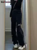 Jeans Femme Cotvotee jean déchiré pour femmes 2023 mode trou taille haute jean droit noir jean femme Streetwear lâche Denim Y2k pantalon Q230901