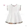 Girls Dresses Baby Dress Cotton Kids Zipper Short Sleeve Cute Girl Plaid Skirt Children Clothes Princess Clothing Drop Delivery Matern Dhv9Y