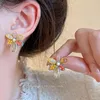 Ohrstecker 2023 handgemachte koreanische süße Temperament Kristall gelbe Blume für Frauen Modeschmuck Zubehör