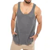 Men's Tank Tops See Through Sleeveless Vest Casual Knitwear Loose Sweater Unique Workout Outdoor T-shirt Gym Muscle Shirt