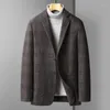 Men's Suits Classic Style Men Plaid Cashmere Blazers Gray Navy Coffee Checked Pattern Sheep Wool Suit Jackets Warm Soft Outfies Attire 2023