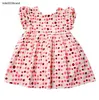 Designer Girl Dress Girls 'Short Sleeve Polka Dot Dress Korean liten och medelstora barns nära midja öppen ryggkläder