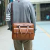 Briefcases Briefcase Bag for Man PU Leather Vintage Handbags Computer Laptop 14 Messenger Portfolio Crossbody Male 230901