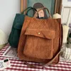 Borse per la spesa Borsa a tracolla in velluto a coste autunnale Donna Cerniera vintage Borsa per libri per studentesse per ragazze Borsa casual con tasca esterna 230901