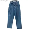 Jeans pour femmes Nouvelles femmes Vintage Harem Denim Pantalon Printemps Été Lâche Taille Haute Bleu Streetwear Jeans Pantalons Bas Q230901