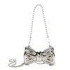Evening Bags Metal Mini Bow Crossbody For Women Fashion Silver Gold Shoulder Bag Clutch Lipstick Purses Coin 230901