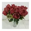 Bouquet de fleurs artificielles à 9 têtes, fausses roses réalistes, décoration de maison de haute qualité, pour tenue de mariage, décoration de salle de mariée