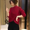 Pulls pour femmes 2023 élégant couleur unie tricoté épissé asymétrique pull vêtements automne lâche pulls décontractés hauts irréguliers