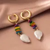 Boucles d'oreilles pendantes en pierre naturelle irrégulière colorée, pendentif Long pampille, breloque à la mode, bijoux cadeau pour dames