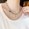Pendant Necklaces Goth Punk Egirl Metal Hollow Out Heart Angel Feather Necklace Choker for Women Grunge Indie Collar Aesthetic Jewelry