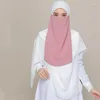 エスニック服1層niqab chiffon burqa bonnet black veil modest wear hijabラマダンイスラム顔カバー