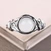 Bagues de cluster Classic Round Moonstone pour femmes Bijoux blancs Birthstone Bague de fiançailles de mariage Anniversaire Fête Bijoux Femmes