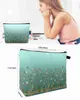 Totes Blue gradient flower plant bird cosmetic bag Portable makeup bag Women's waterproof bathroom multifunctional face wash bagstylishhandbagsstore