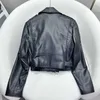 Kvinnorjackor Designer Brand PR Autumn Slim Short Coats Laders Leather Jacket Diagonal dragkedja Cardigan Croped Coat Motorcykel Streetwear