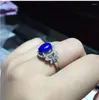 Klusterringar naturliga lapis ring real 925 sterling silver per smycken 8 10mm