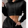 Sweats à capuche pour femmes Y2K 2 pièces ensemble femmes tenues de sport décontractées survêtement sweat-shirt pantalons de survêtement pantalons de jogging 2023 vêtements de sport d'hiver coréens