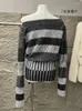 Kadın Sweaters Kontrast Renk Striped Patchwork Kadınlar Örme Külot Outu Gevşek Triko 2023 Sonbahar Kış Boyu Kovan Kazak Kadın