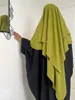 Abbigliamento etnico Due strati Abiti da preghiera Donna Triangolo lungo Sciarpa Hijab Tessuto increspato Dubai Foulard musulmano Ramadan Eid (No Abaya)