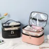 Totes Bolsa de maquillaje para mujer, caja de maquillaje, bolsa de maquillaje, bolsa de viaje, bolsa de maquillaje de mano, bolsa de almacenamiento de Pu de alta capacidad para lavarstylishhandbagsstore