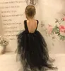 Robes De Demoiselle en Tulle noir pour filles, Robe De princesse Sexy en dentelle à fleurs, pour Communion, anniversaire, concours, 1 à 12 ans