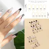 False Nails 24pcs Star 프레스 짧은 아몬드 가짜 Y2K 중형 풀 커버 손톱 팁 블랙 오렌지 아트 디자인 매니큐어