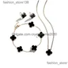 Pendant Fashion Earring Armband Halsband Fyra Leaf Clover Lucky Set Women Bridal Jewelry Set Drop Delivery DHSYB