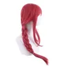 Perruque synthétique Makima pour homme, fournitures de fête, tronçonneuse, cheveux longs, Rose, rouge, Cosplay, jeu de rôle Halloween, 75cm