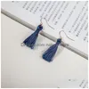 Dangle Chandelier Simple Design Tassel Hook Earrings For Women Fringe Ear Drop Red Black Blue 3 Colors Girls Delivery Jewelry Dhvso