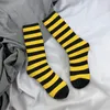 Chaussettes pour hommes Vintage jaune et noir rayures abeille miel fou unisexe rayé Harajuku sans couture imprimé drôle équipage chaussette garçons cadeau