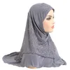 Abbigliamento etnico 1 pezzo ragazza cappello di velo con cuciture in pizzo foulard di lino di cristallo sciarpa da donna regalo per feste universale