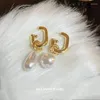 Boucles d'oreilles pendantes ROPUHOV 2023 S925 aiguille en argent asymétrique perle goutte d'eau lumière de luxe Premium baroque cadeau de gros pour les femmes