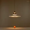 Pendelleuchten Moderne LED-Leuchten Vintage Kristallblase Glas Holz Glühbirne Deckendekoration Lampe