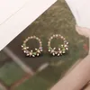 Stud Earrings 2023 Korean Colorful Rhinestone Wreath For Women Sweet Flower Shell Bohemia Style Earring Party Jewelry