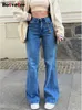 Damenjeans Botvotee High Waisted Jeans Damen 2023 Neue High Waisted Streetwear Fashion Wide Leg Flare Jeans Casual Solid Y2k Straight Jeans Q230901