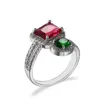 Cluster Rings Luxury Square Round Silver Color Adjustable Finger For Women Fashion Clear Red Green CZ Wedding Jewelry Gift