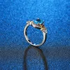 Cluster Ringen 2023Europese En Amerikaanse Mode Tweekleurige Gegalvaniseerde Blauwe Haoshi Ring Zirkoon Sieraden Voor Vrouwen
