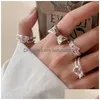 Кластерные кольца Kpop Pink Crystal Love Heart Open Ring для женщин BFF Luxury Vintage Grunge Эстетические украшения эмо y2k аксессуары De Dhzod